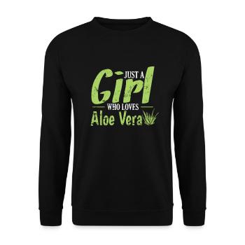 Just a Girl who Loves Aloe Vera Heilpflanze - Unisex Pullover - Schwarz - Vorne - Alina (178cm) & Michal (187cm)