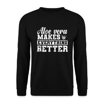 Aloe Vera makes everything Better Plant - Unisex Sweatshirt - black - Front - Alina (178cm) & Michal (187cm)