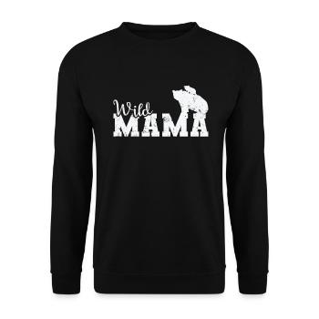 Wild Mama Bär Wald Tier - Unisex Pullover - Schwarz - Vorne - Alina (178cm) & Michal (187cm)
