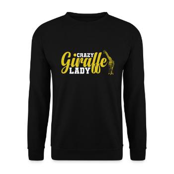 Crazy Giraffe Lady exotisches Tier - Unisex Pullover - Schwarz - Vorne - Alina (178cm) & Michal (187cm)