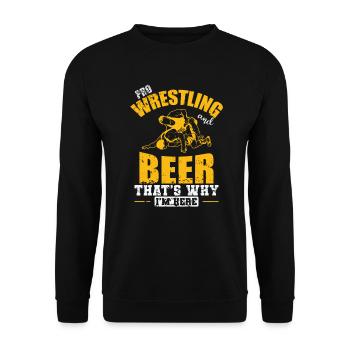 Pro Wrestling and Beer that's why I'm here - Unisex Pullover - Schwarz - Vorne - Alina (178cm) & Michal (187cm)