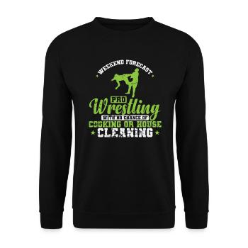 Weekend Forecast Pro Wrestling no House Cleaning - Unisex Pullover - Schwarz - Vorne - Alina (178cm) & Michal (187cm)