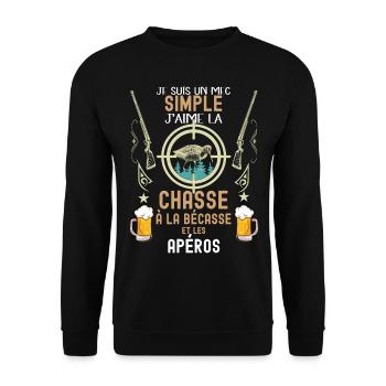 la bécasse du chasseur et l'apéro - Sweat-shirt Unisexe - noir - Devant - Alina (178cm) & Michal (187cm)