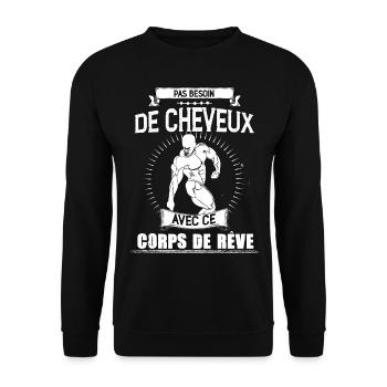 Homme Sans Cheveux Costaud Cadeau Papa - Sweat-shirt Unisexe - noir - Devant - Alina (178cm) & Michal (187cm)