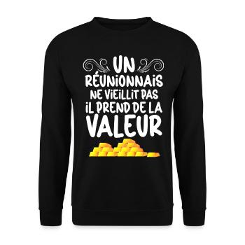 Homme Reunionnais De Grande Valeur - Sweat-shirt Unisexe - noir - Devant - Alina (178cm) & Michal (187cm)