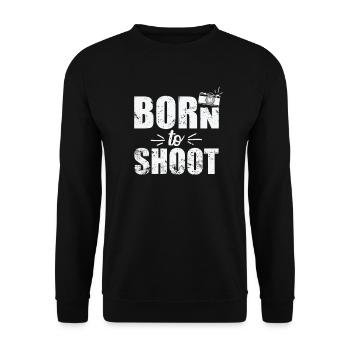 Born to Shoot Photos with Camera Photographer - Unisex Sweatshirt - black - Front - Alina (178cm) & Michal (187cm)