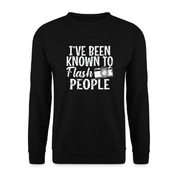 I've been known to Flash People Fotograf - Unisex Sweatshirt - black - Front - Alina (178cm) & Michal (187cm)