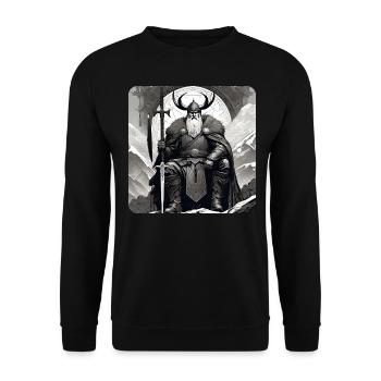 Proud Viking with Horns Helmet - Unisex Sweatshirt - black - Front - Alina (178cm) & Michal (187cm)