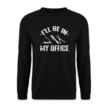 Je serai dans mon bureau coiffeur coupe de cheveux - Sweat-shirt Unisexe - noir - Devant - Alina (178cm) & Michal (187cm)