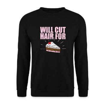 Will cut Hair for Cake Friseur Beruf Haare - Unisex Pullover - Schwarz - Vorne - Alina (178cm) & Michal (187cm)