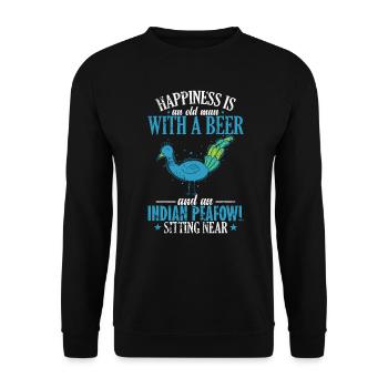 vieil homme avec un paon à bière assis près de - Sweat-shirt Unisexe - noir - Devant - Alina (178cm) & Michal (187cm)