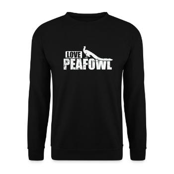 Love Peafowl Vogel Gefieder Tierpark - Unisex Pullover - Schwarz - Vorne - Alina (178cm) & Michal (187cm)