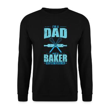 I'm a Dad and a Baker Pastry Chef Cake - Unisex Sweatshirt - black - Front - Alina (178cm) & Michal (187cm)