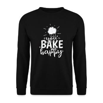You Bake me Happy Confectioner Cake - Unisex Sweatshirt - black - Front - Alina (178cm) & Michal (187cm)