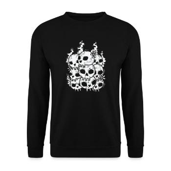 Knochenschädel Gothic Styl - Unisex Pullover - Schwarz - Vorne - Alina (178cm) & Michal (187cm)