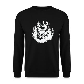Brennender Knochenschädel Gothic Styl - Unisex Pullover - Schwarz - Vorne - Alina (178cm) & Michal (187cm)