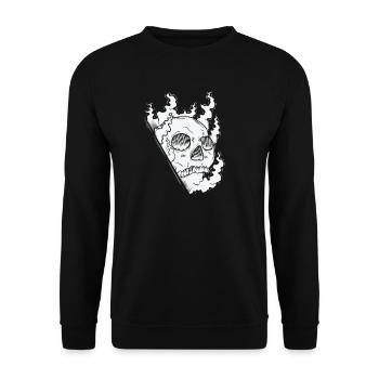 Brennender Knochenschädel Grusel Gothic Stil - Unisex Pullover - Schwarz - Vorne - Alina (178cm) & Michal (187cm)