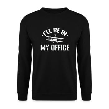 I'll be in my Office Wing Walker Hobby - Unisex Pullover - Schwarz - Vorne - Alina (178cm) & Michal (187cm)