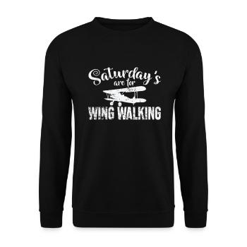 Saturday's are for Wing Walking Hobby - Unisex Pullover - Schwarz - Vorne - Alina (178cm) & Michal (187cm)