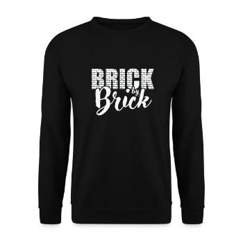 Brick by Brick Maurer Handwerker Beruf - Unisex Pullover - Schwarz - Vorne - Alina (178cm) & Michal (187cm)