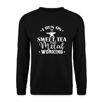 I run on Sweet Tea and Metal Working - Unisex Sweatshirt - black - Front - Alina (178cm) & Michal (187cm)