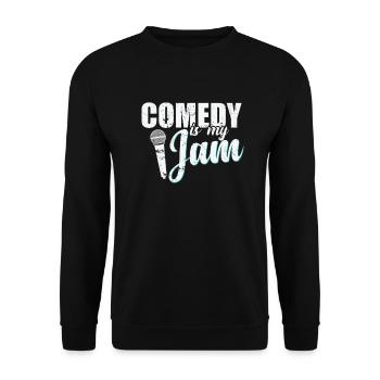 Comedy is my Jam Humor Witz - Unisex Sweatshirt - black - Front - Alina (178cm) & Michal (187cm)