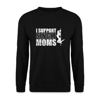I Support Single Moms Poledance Stange - Unisex Pullover - Schwarz - Vorne - Alina (178cm) & Michal (187cm)