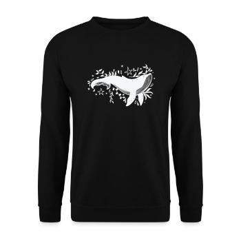 Blue whale with plants - Unisex Sweatshirt - black - Front - Alina (178cm) & Michal (187cm)