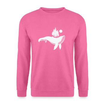 Rorqual bleu avec des arbres et un clair de lune - Sweat-shirt Unisexe - rose - Devant