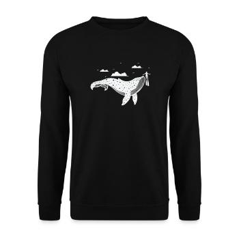 Pattern on whale with diver - Unisex Sweatshirt - black - Front - Alina (178cm) & Michal (187cm)