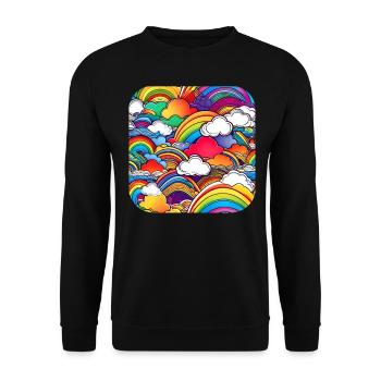 Arcs-en-ciel de bonne humeur avec des nuages - Sweat-shirt Unisexe - noir - Devant - Alina (178cm) & Michal (187cm)