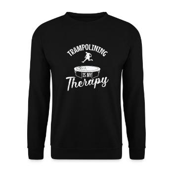 Trampolining Is My Therapy Hopping Jumping - Unisex Sweatshirt - black - Front - Alina (178cm) & Michal (187cm)