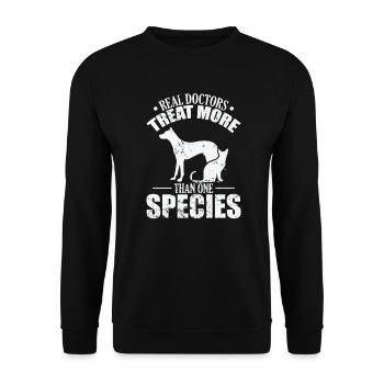Les vrais médecins traitent plus d’une espèce - Sweat-shirt Unisexe - noir - Devant - Alina (178cm) & Michal (187cm)