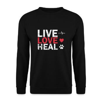 Live Love Heal Veterinarian Profession - Unisex Sweatshirt - black - Front - Alina (178cm) & Michal (187cm)