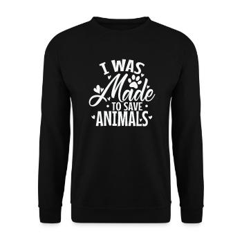 I was Made to save Animals Tierarzt Beruf - Unisex Pullover - Schwarz - Vorne - Alina (178cm) & Michal (187cm)