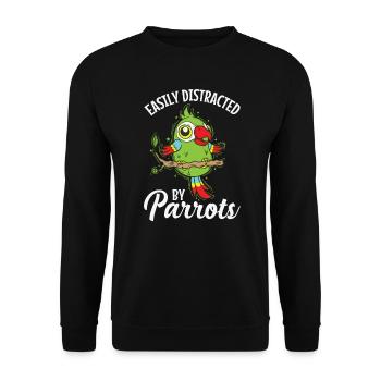 Easily Distracted by Parrot's Animal Bird - Unisex Sweatshirt - black - Front - Alina (178cm) & Michal (187cm)