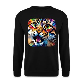 Colorful Cat Portrait - Unisex Sweatshirt - black - Front - Alina (178cm) & Michal (187cm)