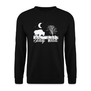 Stay Wild Bison Animal - Unisex Sweatshirt - black - Front - Alina (178cm) & Michal (187cm)