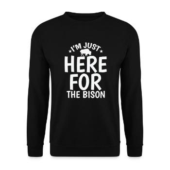I'm just here for the bison animal - Unisex Sweatshirt - black - Front - Alina (178cm) & Michal (187cm)