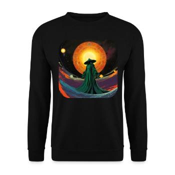 Mystical God in Space - Unisex Sweatshirt - black - Front - Alina (178cm) & Michal (187cm)