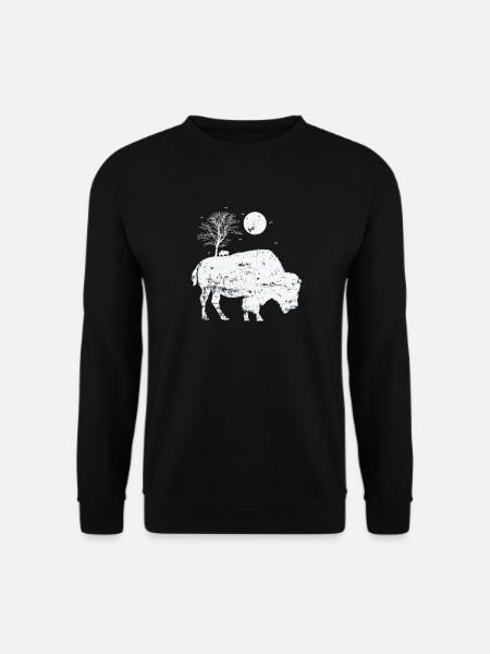 Bison and moonlight animal - Unisex Sweatshirt - black