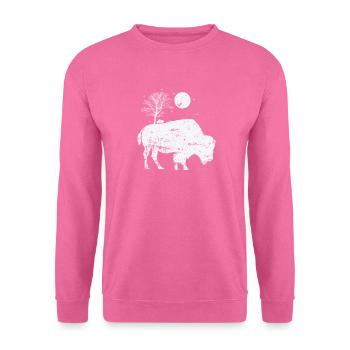 Bison und Mondlicht Tier - Unisex Pullover - Pink - Vorne