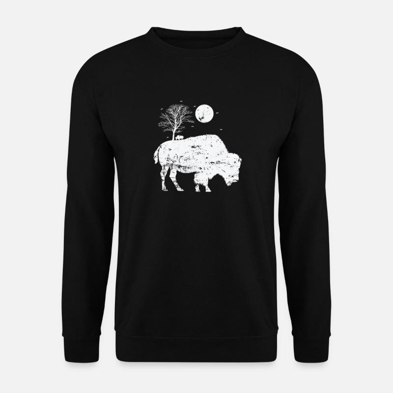 Bison and moonlight animal - Unisex Sweatshirt - black