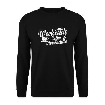Weekends Coffee and Armadillo Mammal - Unisex Sweatshirt - black - Front - Alina (178cm) & Michal (187cm)