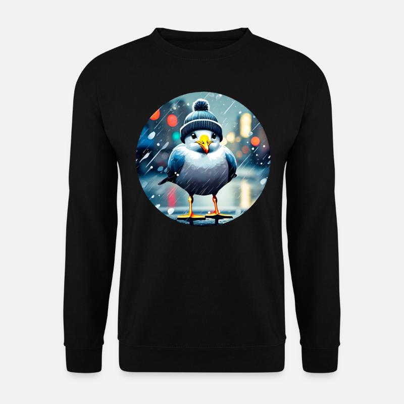 Niedliche Möwe im Regen - Unisex Pullover - Schwarz