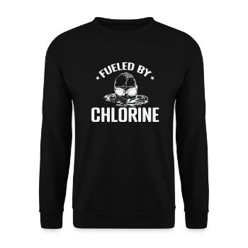 Fueled by Chlorine Schwimmen Sport Training - Unisex Pullover - Schwarz - Vorne - Alina (178cm) & Michal (187cm)