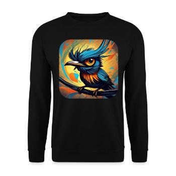 Lustiger kleiner Vogel - Unisex Pullover - Schwarz - Vorne - Alina (178cm) & Michal (187cm)