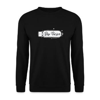 Flip Thrice USB Stick Retrospeichermodul - Unisex Pullover - Schwarz - Vorne - Alina (178cm) & Michal (187cm)