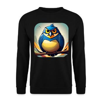 Dicker kleiner Vogel - Unisex Pullover - Schwarz - Vorne - Alina (178cm) & Michal (187cm)