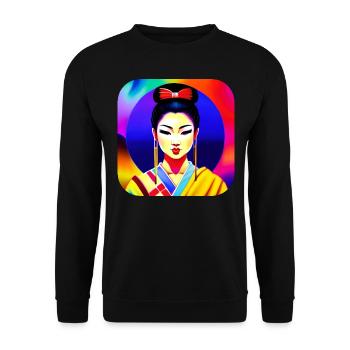 Geisha in retro style - Unisex Sweatshirt - black - Front - Alina (178cm) & Michal (187cm)